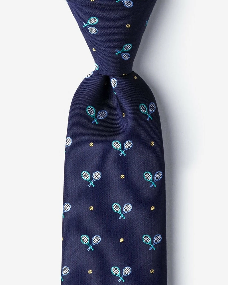 Oxford & Evergreen Alynn What A Racquet Tennis Tie, Navy Blue 3 Oxford & Evergreen Alynn What A Racquet Tennis Tie, Navy Blue