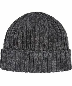 Oxford & Evergreen Accessories Aran Ribbed Merino Wool Winter Hat, Anthracite (Gray) (4 Colors)