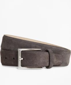 Oxford & Evergreen Brooks Brothers 1818 Leather Belt, Charcoal Suede