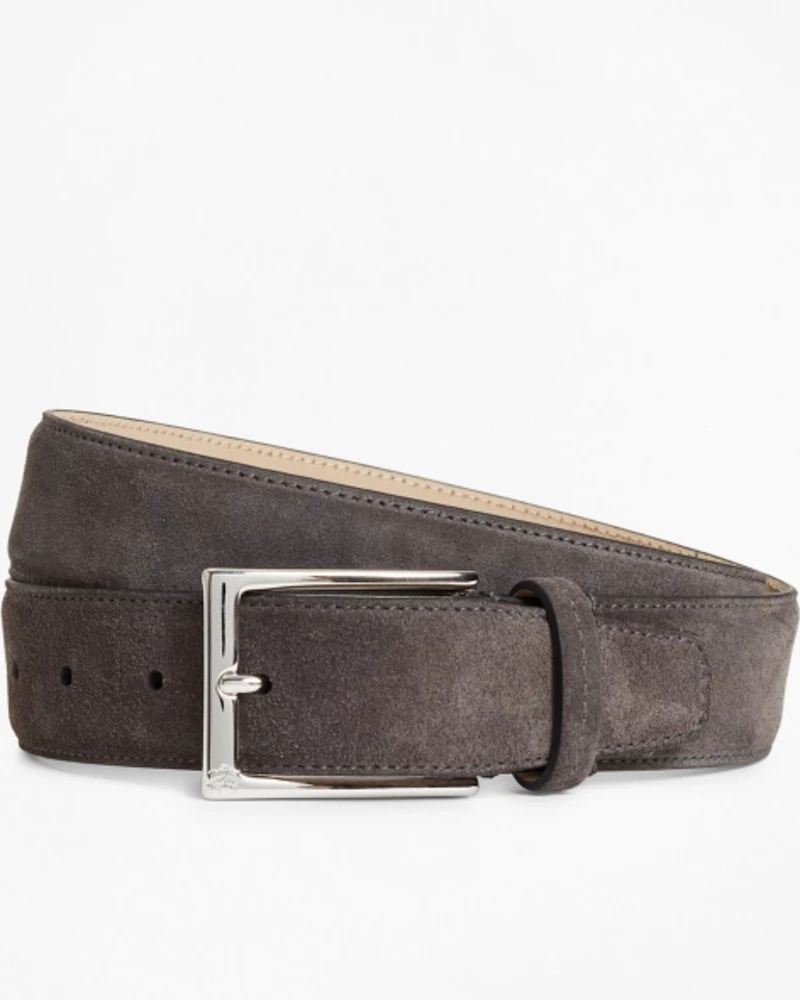 Oxford & Evergreen Brooks Brothers 1818 Leather Belt, Charcoal Suede 3 Oxford & Evergreen Brooks Brothers 1818 Leather Belt, Charcoal Suede