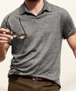 Oxford & Evergreen Clothing Banana Republic Linen Polo, Heather Gray