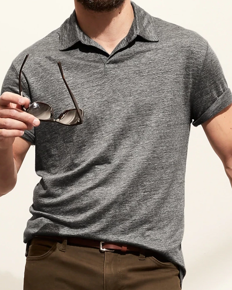 Oxford & Evergreen Clothing Banana Republic Linen Polo, Heather Gray 3 Oxford & Evergreen Clothing Banana Republic Linen Polo, Heather Gray