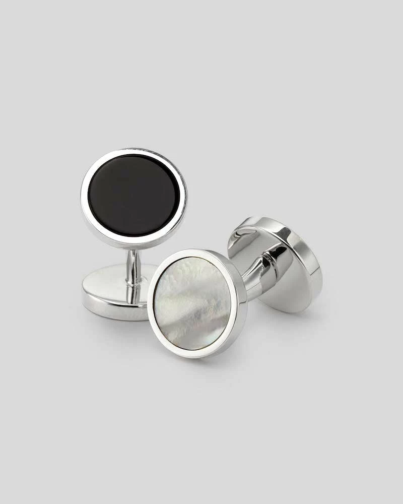Oxford & Evergreen Tuxedo & Black Tie Attire Charles Tyrwhitt TWO-Sided Mother Of Pearl And Onyx Evening Cufflinks, Silver 3 Oxford & Evergreen Tuxedo & Black Tie Attire Charles Tyrwhitt TWO-Sided Mother Of Pearl And Onyx Evening Cufflinks, Silver