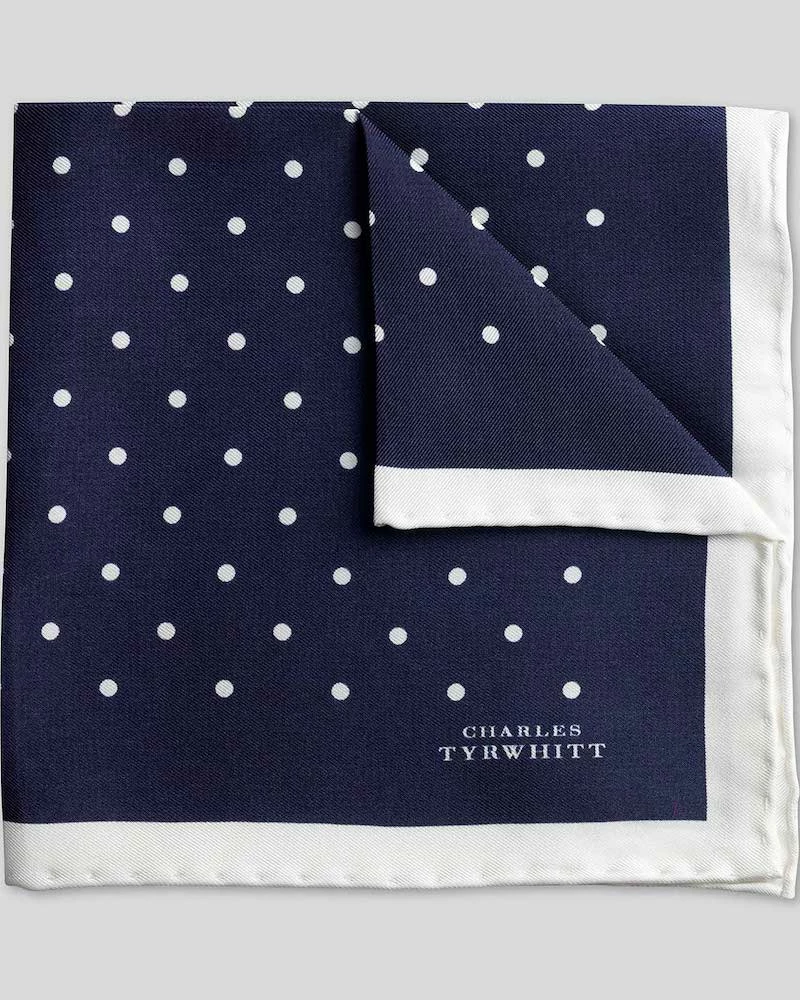 Oxford & Evergreen Accessories Charles Tyrwhitt Classic Printed Spot Pocket Square, Navy & White 3 Oxford & Evergreen Accessories Charles Tyrwhitt Classic Printed Spot Pocket Square, Navy & White