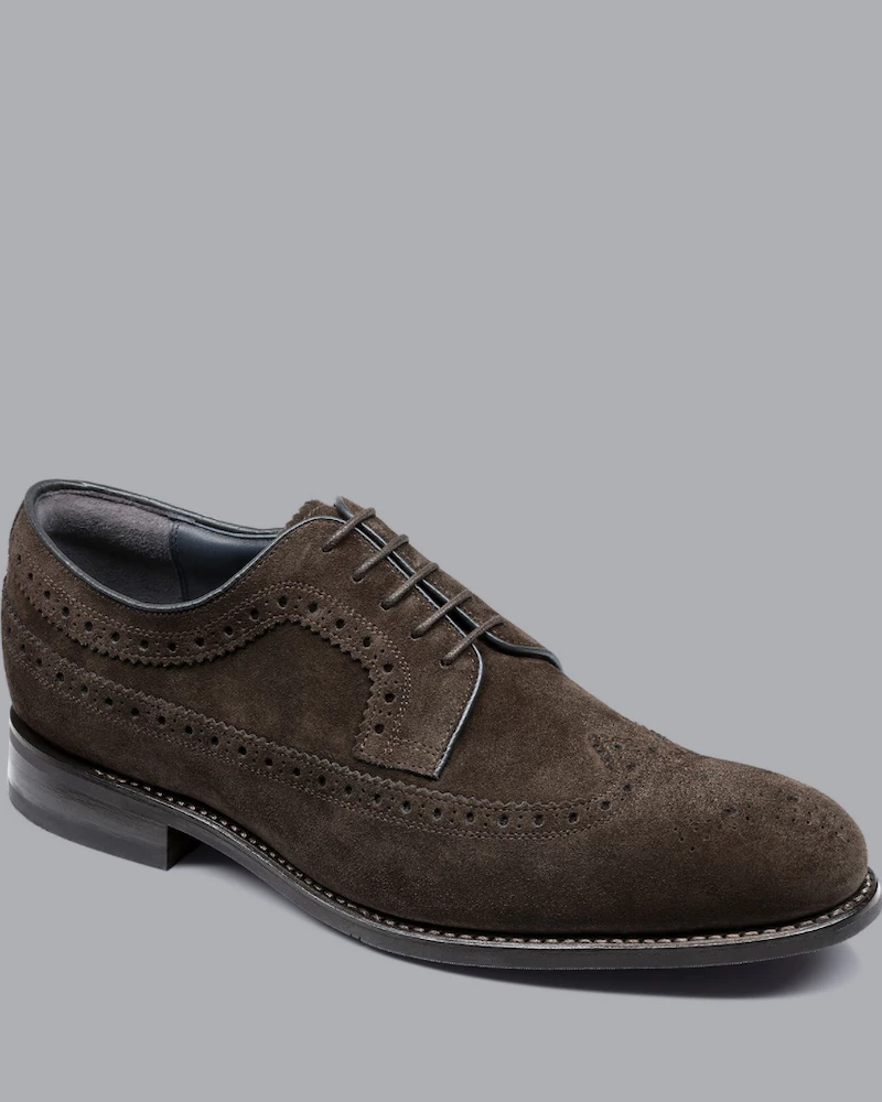 Oxford & Evergreen Charles Tyrwhitt Suede Calfskin Derby Brogues, Dark Chocolate 3 Oxford & Evergreen Charles Tyrwhitt Suede Calfskin Derby Brogues, Dark Chocolate