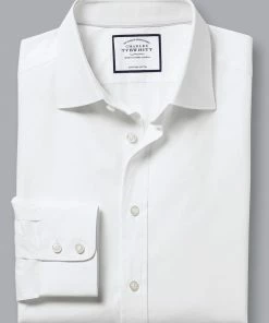 Oxford & Evergreen Charles Tyrwhitt Semi-Spread Collar Dress Shirt, White