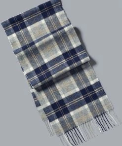 Oxford & Evergreen Charles Tyrwhitt Lambswool Check Scarf, Navy & Grey (3 Patterns) Accessories