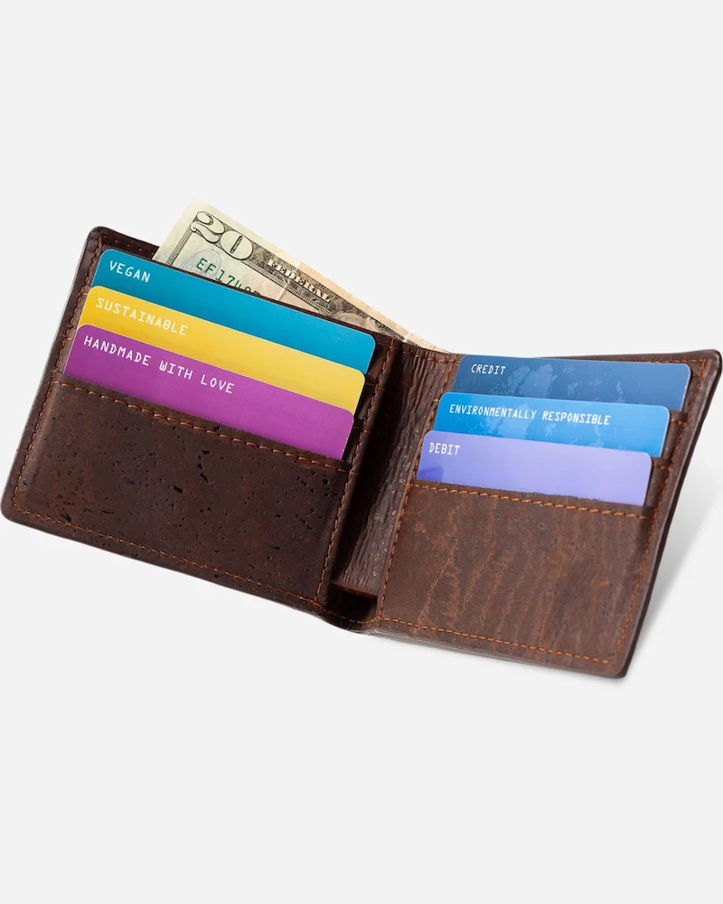 Oxford & Evergreen Corkor RFID-Safe Vegan Cork Bifold Wallet, Brown (3 Colors Available) Accessories 4 Oxford & Evergreen Corkor RFID-Safe Vegan Cork Bifold Wallet, Brown (3 Colors Available) Accessories