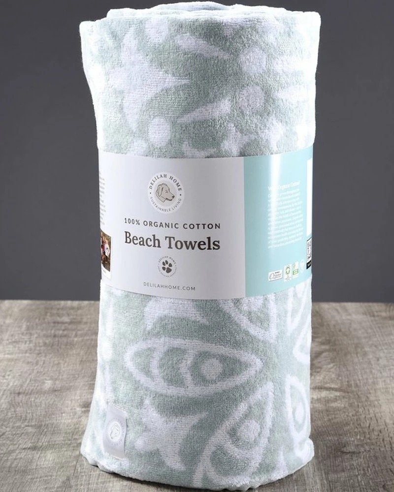 Oxford & Evergreen Delilah Home 100% Organic Cotton Kiawah Beach Towel, Mineral Green (Also In Navy) Swimwear & Shorts 3 Oxford & Evergreen Delilah Home 100% Organic Cotton Kiawah Beach Towel, Mineral Green (Also In Navy) Swimwear & Shorts
