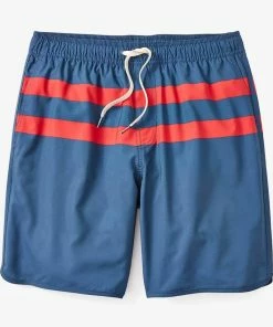 Oxford & Evergreen Fair Harbor Clothing Recycled Polyester Anchor Swim Trunks, Red Stripe