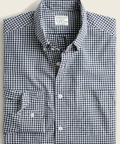 Oxford & Evergreen J. Crew Slim Stretch Secret Wash Organic Cotton Poplin Shirt, Navy Gingham
