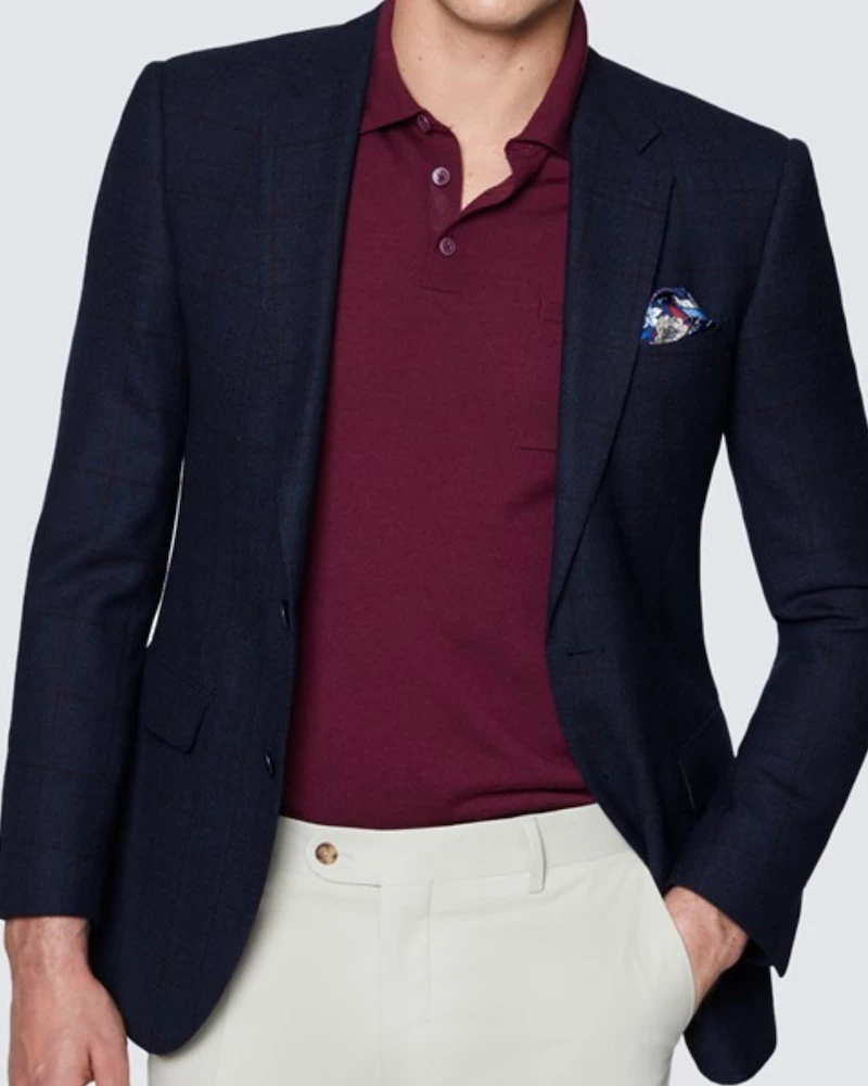 Oxford & Evergreen Clothing Hawes & Curtis Windowpane Plaid Wool Jacket, Blue & Red 3 Oxford & Evergreen Clothing Hawes & Curtis Windowpane Plaid Wool Jacket, Blue & Red