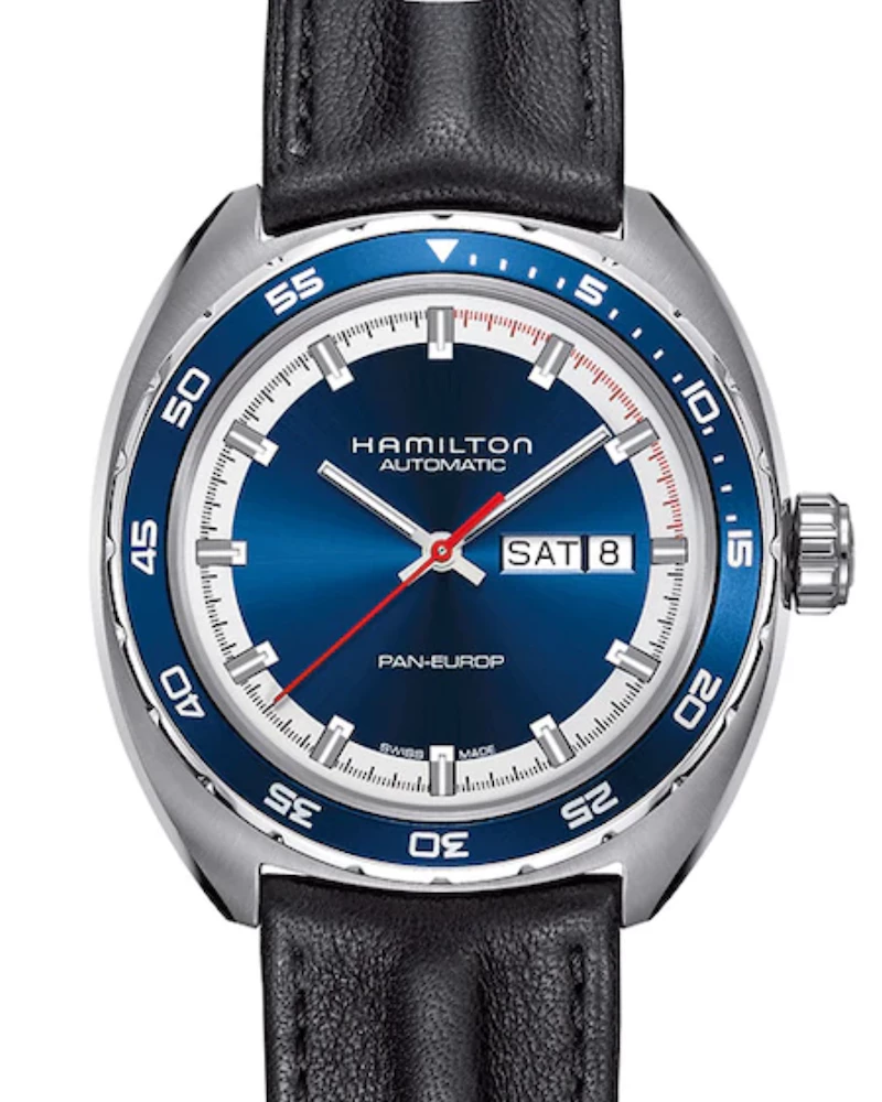 Oxford & Evergreen Hamilton Pan Europ Day-Date Automatic Watch, Blue H35405741 (42mm) 3 Oxford & Evergreen Hamilton Pan Europ Day-Date Automatic Watch, Blue H35405741 (42mm)
