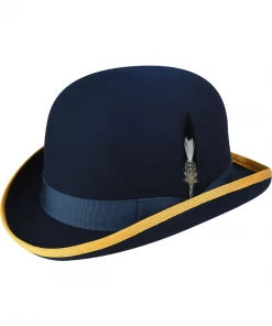 Oxford & Evergreen Hats.com 410 Bowler, Navy & Gold