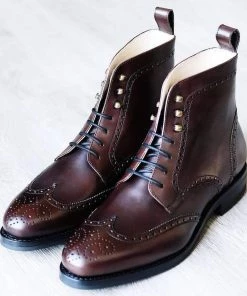 Oxford & Evergreen Shoes Idrese Micah Wingtip Derby Boots, Dark Brown