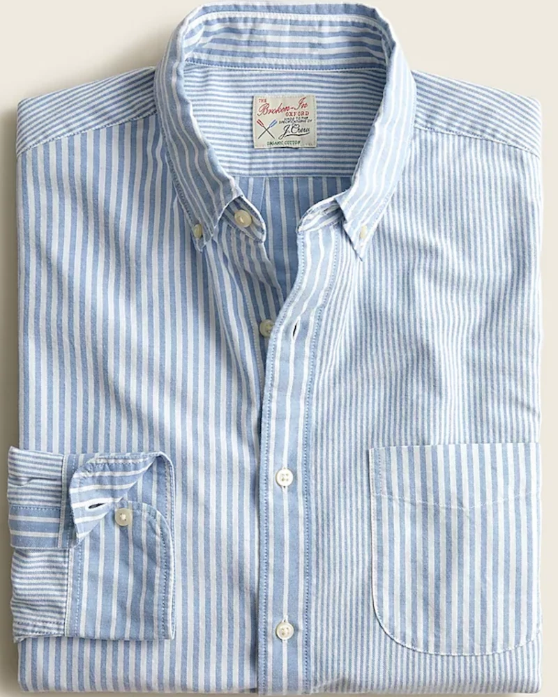 Oxford & Evergreen Clothing J. Crew Slim Broken-In Organic Cotton Oxford Fun Shirt, Blue & White 3 Oxford & Evergreen Clothing J. Crew Slim Broken-In Organic Cotton Oxford Fun Shirt, Blue & White