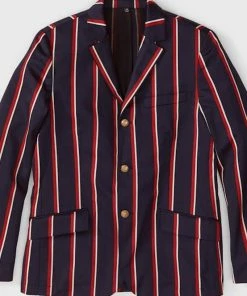 Oxford & Evergreen Clothing J. Peterman Rowing Blazer, Navy/Red/White