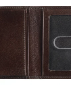 Oxford & Evergreen Accessories Johnston & Murphy RFID-Safe Leather Minimalist Wallet, Mahogany
