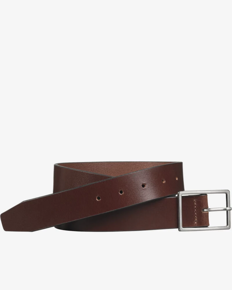 Oxford & Evergreen Johnston & Murphy Polished Nickel Buckle Belt, Brown 3 Oxford & Evergreen Johnston & Murphy Polished Nickel Buckle Belt, Brown