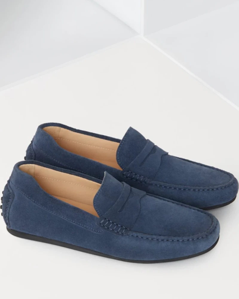 Oxford & Evergreen Jack Erwin Decker Suede Driving Loafer, Blue Steel (8 Colors Available) Shoes 3 Oxford & Evergreen Jack Erwin Decker Suede Driving Loafer, Blue Steel (8 Colors Available) Shoes