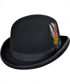 Oxford & Evergreen Jaxon English Wool Felt Bowler Hat, Black (3 Colors)