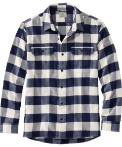 Oxford & Evergreen L.L. Bean Organic Cotton Flannel Shirt, Bright Navy (4 Patterns)