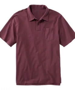 Oxford & Evergreen L.L. Bean Organic Cotton Jersey Knit Polo Shirt, Black Plum (6 Colors) Clothing
