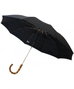 Oxford & Evergreen London Undercover 100% Recycled Polyester Telescopic Umbrella, Black Watch Tartan (Blue, Green, Black)