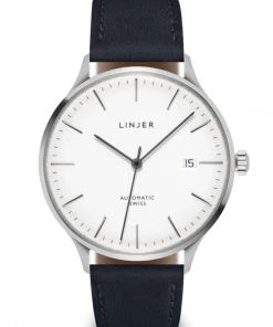 Oxford & Evergreen Linjer Automatic Watch, Silver/Navy (6 Colors) (38mm) Wristwatches