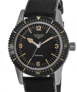 Oxford & Evergreen Dive Watches Longines Heritage Skin Diver Automatic Watch, Black Dial (42mm)