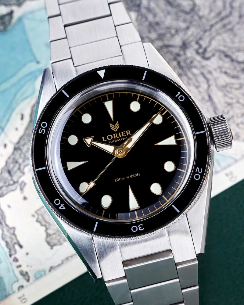 Oxford & Evergreen Dive Watches Lorier Neptune Series III Dive Watch, Black/Gilt (4 Patterns) (39mm) 3 Oxford & Evergreen Dive Watches Lorier Neptune Series III Dive Watch, Black/Gilt (4 Patterns) (39mm)