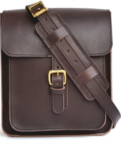 Oxford & Evergreen Marlondo Leather Vegetable-Tanned Leather Vertical Crossbody Satchel, Dark Brown (5 Colors) (9.4" X 11.0"), MADE TO ORDER Bags & Baggage