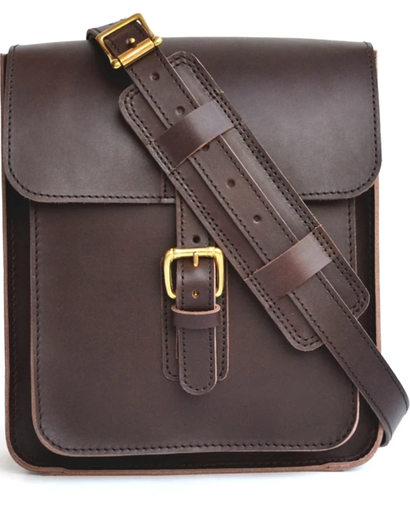 Oxford & Evergreen Marlondo Leather Vegetable-Tanned Leather Vertical Crossbody Satchel, Dark Brown (5 Colors) (9.4" X 11.0"), MADE TO ORDER Bags & Baggage 3 Oxford & Evergreen Marlondo Leather Vegetable-Tanned Leather Vertical Crossbody Satchel, Dark Brown (5 Colors) (9.4" X 11.0"), MADE TO ORDER Bags & Baggage