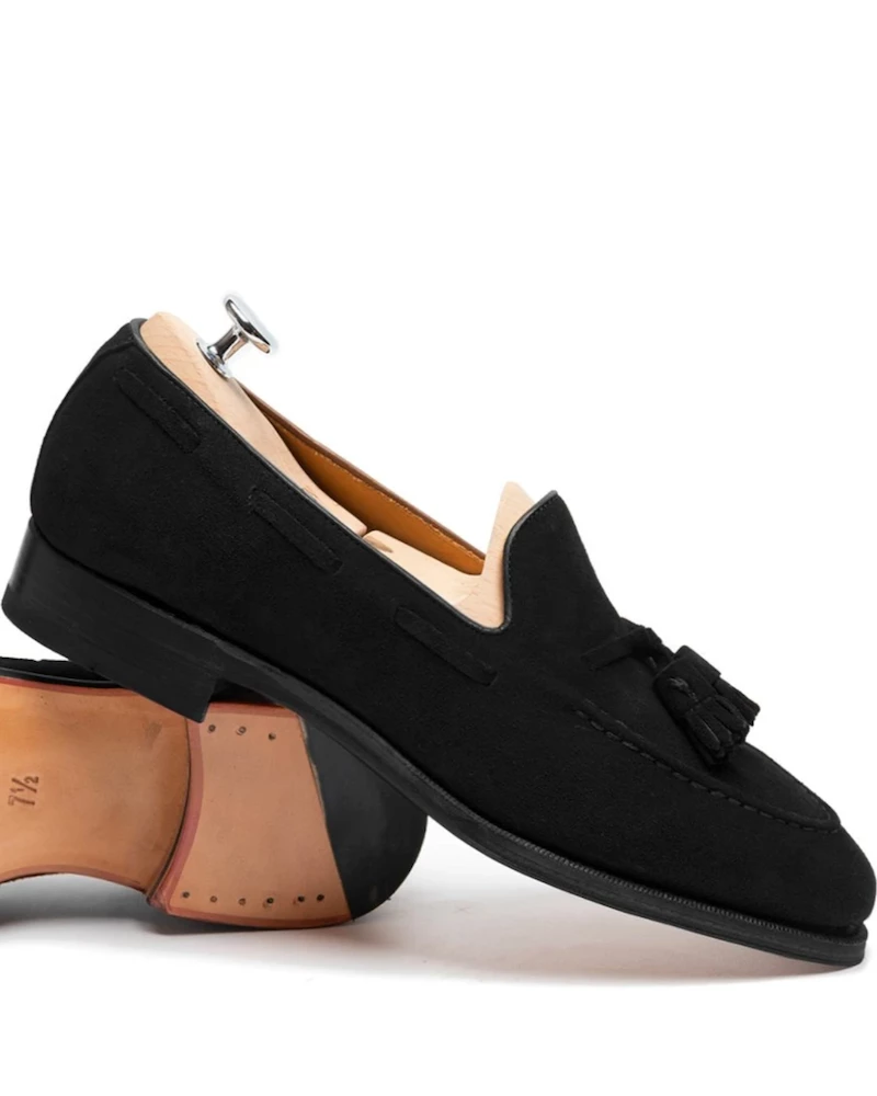 Oxford & Evergreen Meermin 101412 Suede Tassel Loafers, Black 3 Oxford & Evergreen Meermin 101412 Suede Tassel Loafers, Black