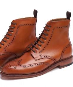 Oxford & Evergreen Meermin 101514 French Vintage Calf Wingtip Boot, Vintage Tan