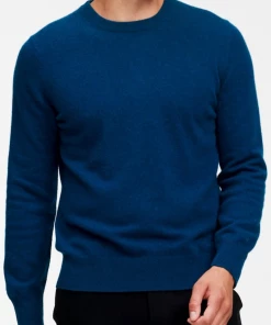 Oxford & Evergreen Naadam Essential Cashmere Sweater, Peacock Blue (14 Colors) Clothing