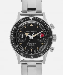 Oxford & Evergreen Chronographs Nivada Grenchen Chronomaster Aviator Sea Diver Automatic Chronograph, Black Dial (4 Patterns) (38mm)