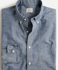 Oxford & Evergreen Clothing J. Crew Slim Organic Cotton Chambray Shirt In One-Year Wash (Faded Navy Blue)