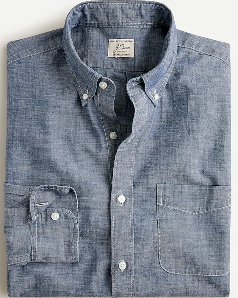 Oxford & Evergreen Clothing J. Crew Slim Organic Cotton Chambray Shirt In One-Year Wash (Faded Navy Blue) 3 Oxford & Evergreen Clothing J. Crew Slim Organic Cotton Chambray Shirt In One-Year Wash (Faded Navy Blue)