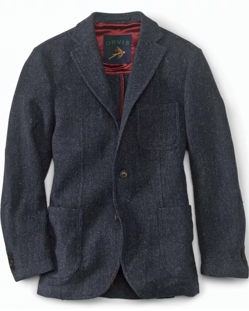 Oxford & Evergreen Orvis Highland Tweed Casual Jacket, Navy Herringbone Clothing 3 Oxford & Evergreen Orvis Highland Tweed Casual Jacket, Navy Herringbone Clothing