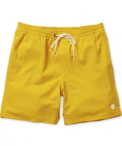Oxford & Evergreen Outerknown Nomadic Volley Recycled Polyester Swim Shorts, Golden Rod (Yellow)