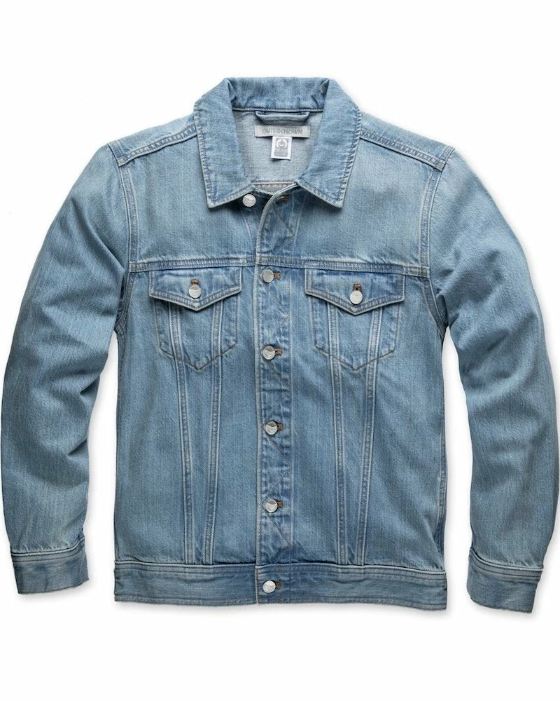 Oxford & Evergreen Clothing Outerknown Organic & Recycled Cotton Peacenik Denim Trucker Jean Jacket, Baja Blue 3 Oxford & Evergreen Clothing Outerknown Organic & Recycled Cotton Peacenik Denim Trucker Jean Jacket, Baja Blue