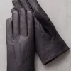 Oxford & Evergreen Accessories Overland Linden Cashmere-Lined Lambskin Leather Gloves, Black