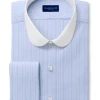 Oxford & Evergreen Proper Cloth Custom-Made Vintage Club Contrast Collar Dress Shirt, Light Blue Multistripe 2 Oxford & Evergreen Proper Cloth Custom-Made Vintage Club Contrast Collar Dress Shirt, Light Blue Multistripe