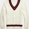 Oxford & Evergreen Polo Ralph Lauren Iconic Cricket Sweater, Cotton//Cashmere, Cream Clothing 2 Oxford & Evergreen Polo Ralph Lauren Iconic Cricket Sweater, Cotton//Cashmere, Cream Clothing