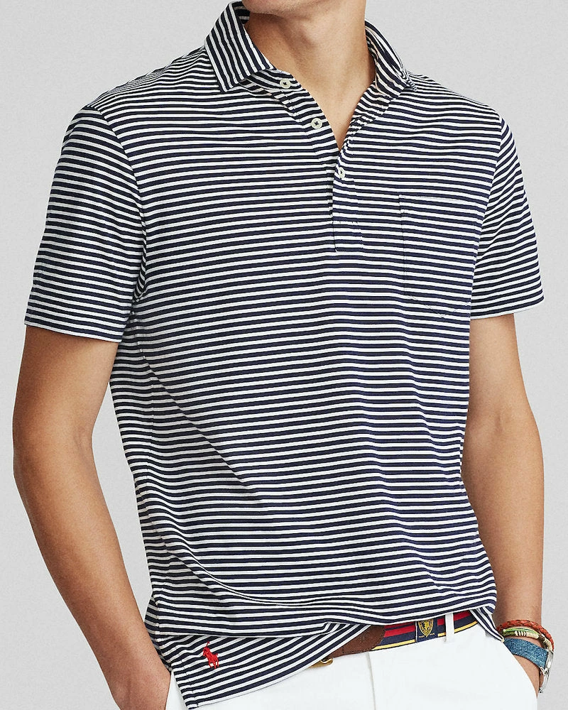 Oxford & Evergreen Clothing Polo Ralph Lauren Slim Striped Jersey Polo Shirt, French Navy / White (2 Colors) 3 Oxford & Evergreen Clothing Polo Ralph Lauren Slim Striped Jersey Polo Shirt, French Navy / White (2 Colors)