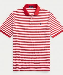 Oxford & Evergreen Polo Ralph Lauren Classic Fit Soft Cotton Polo Shirt, Sunrise Red / White Clothing