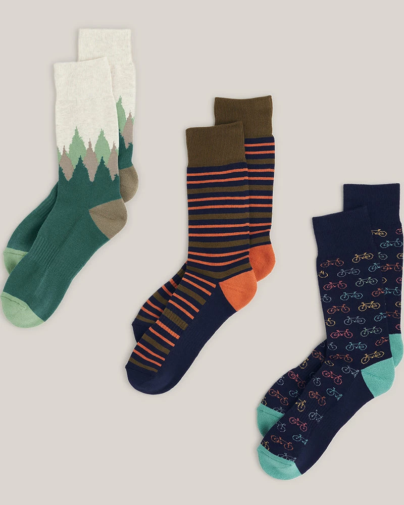 Oxford & Evergreen Clothing Pact Organic Cotton Fun Socks 3-Pack 3 Oxford & Evergreen Clothing Pact Organic Cotton Fun Socks 3-Pack