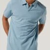 Oxford & Evergreen Pact Organic Vintage Notch Neck Polo, Blue Fog 2 Oxford & Evergreen Pact Organic Vintage Notch Neck Polo, Blue Fog