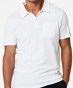 Oxford & Evergreen Clothing Pact Organic Textured Slub Polo, White